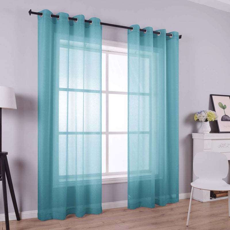 KOUFALL Teal Curtains 84 Inch Length for Living Room 2 Panels Set,Sheer Grommet Beach Curtains for Bedroom Girls,52x84 Inches Long,Dark Teal - Image 4